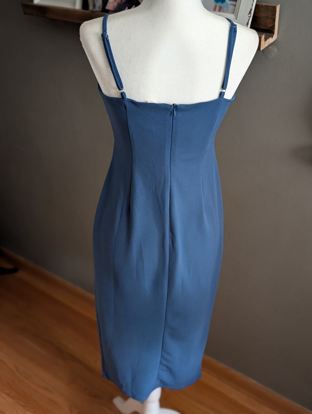 Lulus Shape The Night Cobalt Blue Asymmetrical Midi Dress Size Medium - Picture 3 of 4